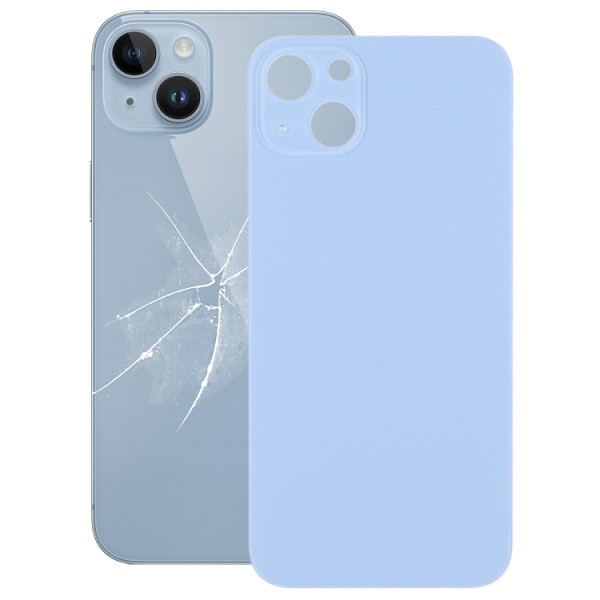 Easy Replacement Big Camera Hole Glass Back Battery Cover for iPhone 14 (Blue)