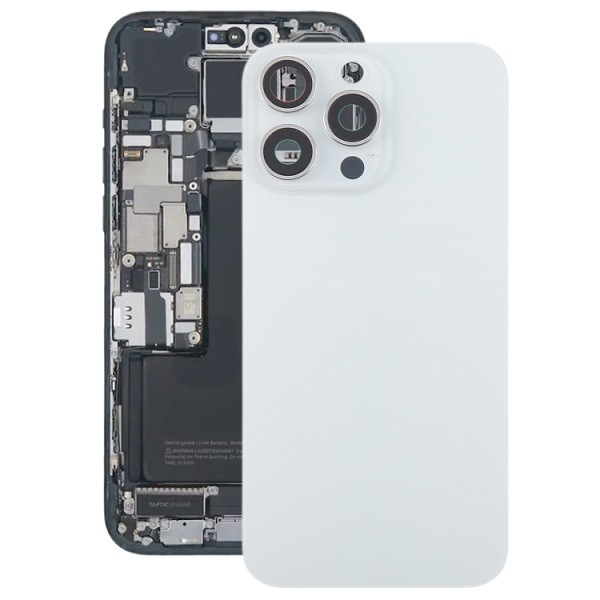Glass Battery Back Cover with Camera Lens Cover for iPhone 15 Pro (White)