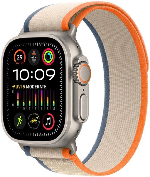 Apple Watch Ultra 2 GPS + Cellular 49mm Titanium Case with M/L Orange/Beige Trail Loop