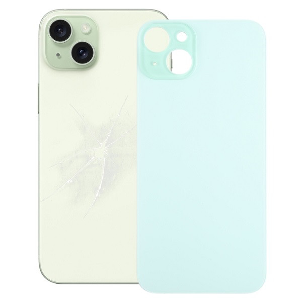 Easy Replacement Big Camera Hole Glass Back Battery Cover for iPhone 15 Plus (Green)