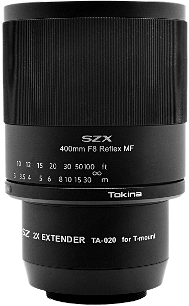 Tokina SZX Super Tele 400mm f/8 Reflex MF Lens with 2x Extender Kit (Canon EF Mount)