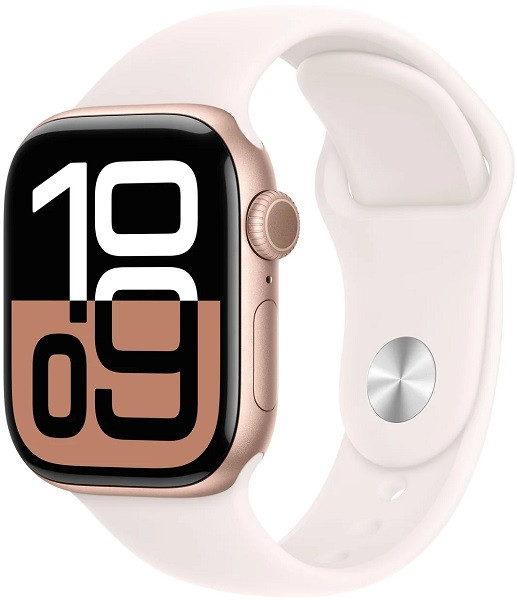 Apple Watch Series 10 GPS 46mm Rose Gold Aluminium Case with M/L Light Blush Sport Band