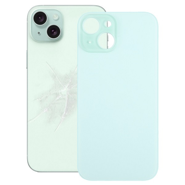Easy Replacement Big Camera Hole Glass Back Battery Cover for iPhone 15 (Green)